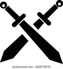 Schwerter im Flachstil und Silhouetten einzeln auf weißem Hintergrund. Symbolsatz alter Schwerter. Vektorgrafik. Mittelalterliche Schwerter