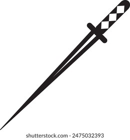 Swords in flat style and silhouettes isolated on white background.