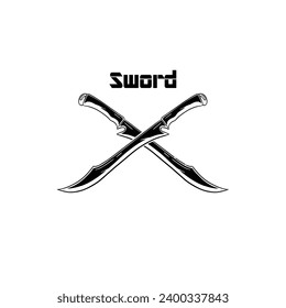swords icon. Black silhouette. Front side view. Vector simple flat graphic illustration. Isolated object on a white background. Isolate