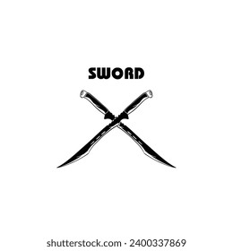 swords icon. Black silhouette. Front side view. Vector simple flat graphic illustration. Isolated object on a white background. Isolate
