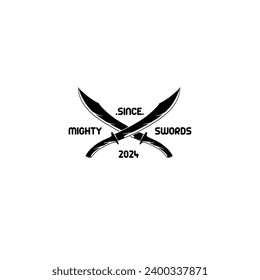 swords icon. Black silhouette. Front side view. Vector simple flat graphic illustration. Isolated object on a white background. Isolate