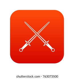 Swords icon digital red for any design isolated on white vector illustration