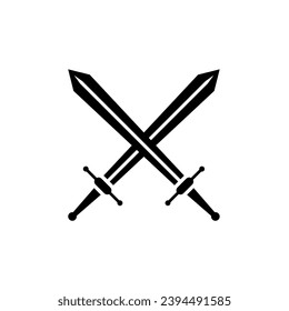 Swords Icon Isolated on Black and White Vector Graphic
