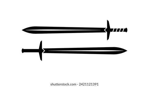 Schwerter-Symbole im flachen Design. Einfache, schwarze Schwert-Vektorgrafik.