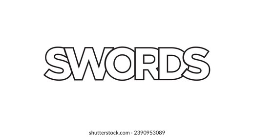 Swords in the Ireland emblem for print and web. Design features geometric style, vector illustration with bold typography in modern font. Graphic slogan lettering isolated on white background.