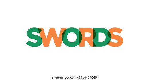 Swords in the Ireland emblem for print and web. Design features geometric style, vector illustration with bold typography in modern font. Graphic slogan lettering isolated on white background.