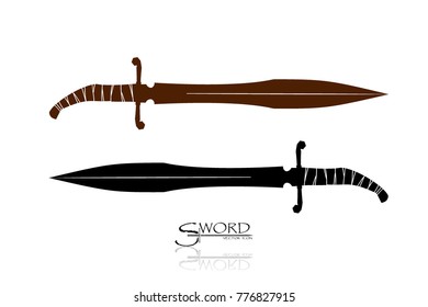 swords isolated on white background , Military sword  ancient weapon design silhouette, European straight swords., vector illustration, Daggers and Knifes Hand Drawn