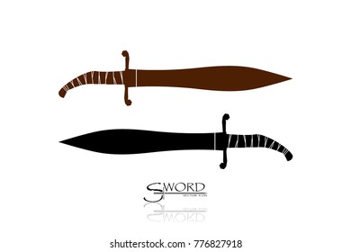 swords isolated on white background , Military sword  ancient weapon design silhouette, European straight swords., vector illustration, Daggers and Knifes Hand Drawn