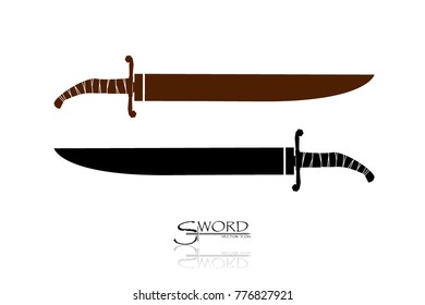 swords isolated on white background , Military sword  ancient weapon design silhouette, European straight swords., vector illustration, Daggers and Knifes Hand Drawn