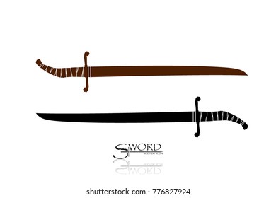 swords isolated on white background , Military sword  ancient weapon design silhouette, European straight swords., vector illustration, Daggers and Knifes Hand Drawn