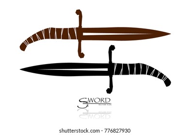 swords isolated on white background , Military sword  ancient weapon design silhouette, European straight swords., vector illustration, Daggers and Knifes Hand Drawn