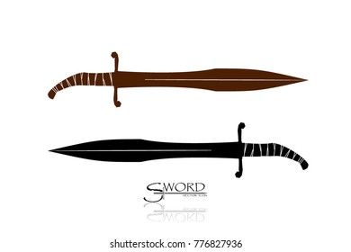 swords isolated on white background , Military sword  ancient weapon design silhouette, European straight swords., vector illustration, Daggers and Knifes Hand Drawn
