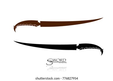 swords isolated on white background , Military sword  ancient weapon design silhouette, European straight swords., vector illustration, Daggers and Knifes Hand Drawn