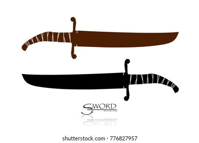 swords isolated on white background , Military sword  ancient weapon design silhouette, European straight swords., vector illustration, Daggers and Knifes Hand Drawn