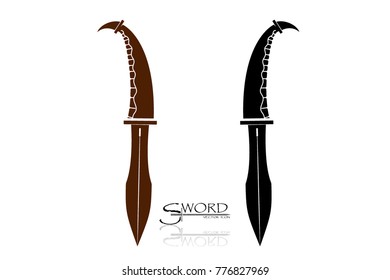 swords isolated on white background , Military sword  ancient weapon design silhouette, European straight swords., vector illustration, Daggers and Knifes Hand Drawn