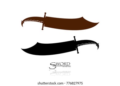 swords isolated on white background , Military sword  ancient weapon design silhouette, European straight swords., vector illustration, Daggers and Knifes Hand Drawn