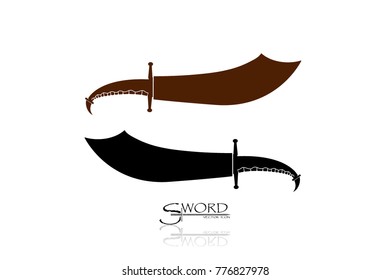 swords isolated on white background , Military sword  ancient weapon design silhouette, European straight swords., vector illustration, Daggers and Knifes Hand Drawn
