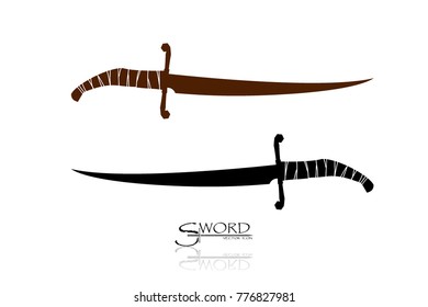 swords isolated on white background , Military sword  ancient weapon design silhouette, European straight swords., vector illustration, Daggers and Knifes Hand Drawn