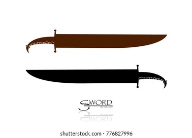swords isolated on white background , Military sword  ancient weapon design silhouette, European straight swords., vector illustration, Daggers and Knifes Hand Drawn