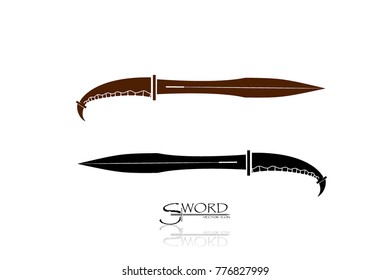 swords isolated on white background , Military sword  ancient weapon design silhouette, European straight swords., vector illustration, Daggers and Knifes Hand Drawn