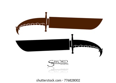 swords isolated on white background , Military sword  ancient weapon design silhouette, European straight swords., vector illustration, Daggers and Knifes Hand Drawn