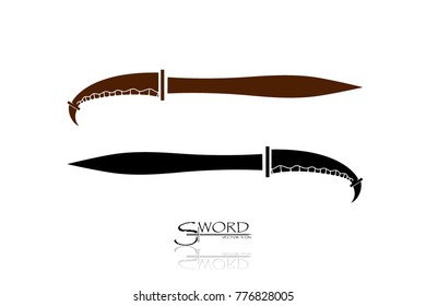 swords isolated on white background , Military sword  ancient weapon design silhouette, European straight swords., vector illustration, Daggers and Knifes Hand Drawn