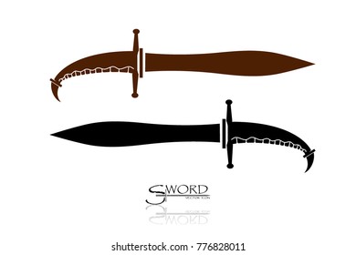 swords isolated on white background , Military sword  ancient weapon design silhouette, European straight swords., vector illustration, Daggers and Knifes Hand Drawn