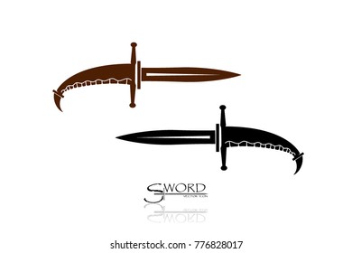 swords isolated on white background , Military sword  ancient weapon design silhouette, European straight swords., vector illustration, Daggers and Knifes Hand Drawn