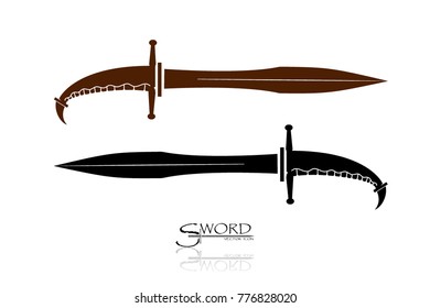 swords isolated on white background , Military sword  ancient weapon design silhouette, European straight swords., vector illustration, Daggers and Knifes Hand Drawn