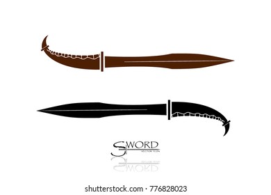 swords isolated on white background , Military sword  ancient weapon design silhouette, European straight swords., vector illustration, Daggers and Knifes Hand Drawn