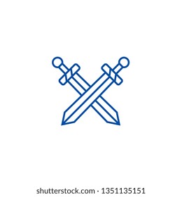 Swords line icon concept. Swords flat  vector symbol, sign, outline illustration.