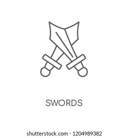 Swords linear icon. Swords concept stroke symbol design. Thin graphic elements vector illustration, outline pattern on a white background, eps 10.