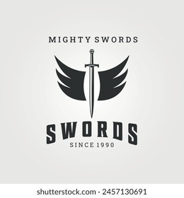 swords logo concept vector vintage illustration design