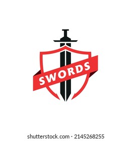 swords logo design concept template swords and shield armor logo