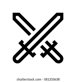 Swords mini line, icon, background and graphic. The icon is black and white, linear  flat, vector, pixel perfect, minimal, suitable for web and print. 