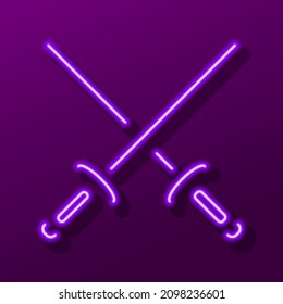 swords neon sign, modern glowing banner design, colorful modern design trends. Vector illustration.