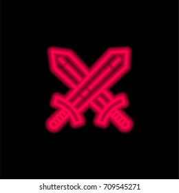 Swords red glowing neon ui ux icon. Glowing sign logo vector