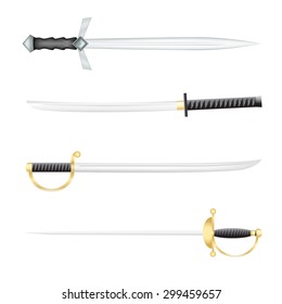 The Swords saber and a epee on a white background