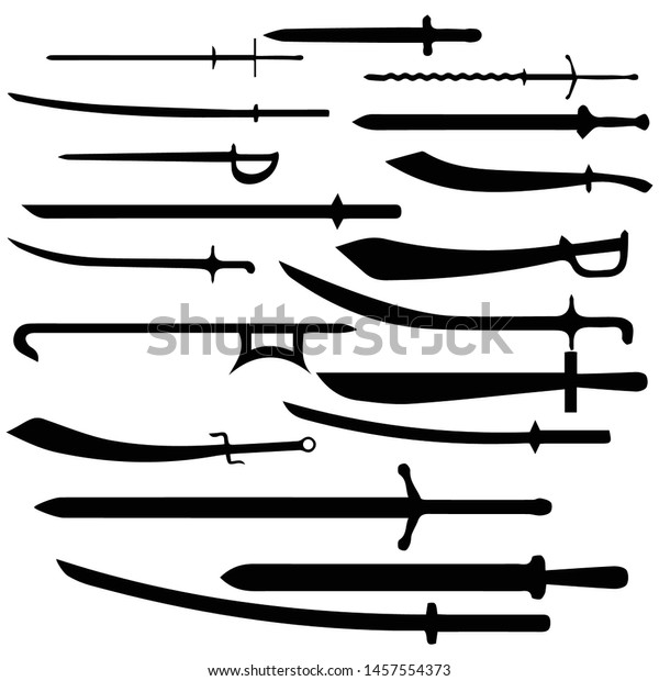 swords\
set. European straight swords, vector\
illustration
