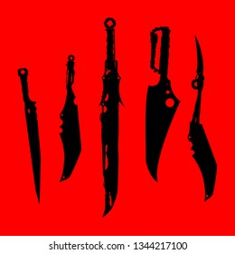 swords set. sword isolated on background , Military sword  ancient weapon design silhouette, European straight swords., vector illustration, Daggers and Knifes Hand Drawn