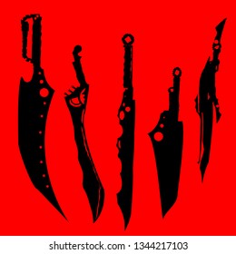 swords set. sword isolated on background , Military sword  ancient weapon design silhouette, European straight swords., vector illustration, Daggers and Knifes Hand Drawn