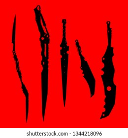 swords set. sword isolated on background , Military sword  ancient weapon design silhouette, European straight swords., vector illustration, Daggers and Knifes Hand Drawn