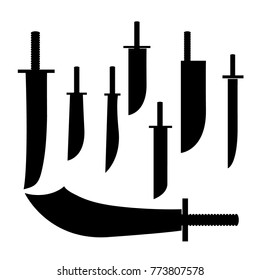 swords set. sword isolated on white background , Military sword  ancient weapon design silhouette, European straight swords., vector illustration, Daggers and Knifes Hand Drawn
