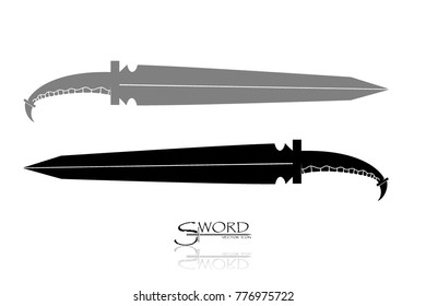 swords set. sword isolated on white background , Military sword  ancient weapon design silhouette, European straight swords., vector illustration, Daggers and Knifes Hand Drawn