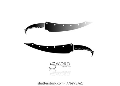 swords set. sword isolated on white background , Military sword  ancient weapon design silhouette, European straight swords., vector illustration, Daggers and Knifes Hand Drawn