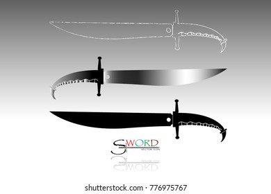 swords set. sword isolated on white background , Military sword  ancient weapon design silhouette, European straight swords., vector illustration, Daggers and Knifes Hand Drawn