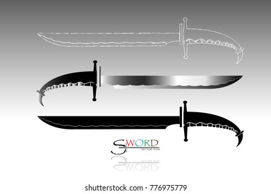 swords set. sword isolated on white background , Military sword  ancient weapon design silhouette, European straight swords., vector illustration, Daggers and Knifes Hand Drawn