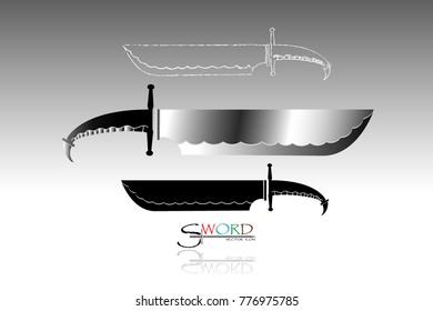 swords set. sword isolated on white background , Military sword  ancient weapon design silhouette, European straight swords., vector illustration, Daggers and Knifes Hand Drawn