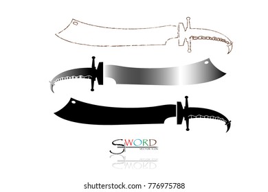 swords set. sword isolated on white background , Military sword  ancient weapon design silhouette, European straight swords., vector illustration, Daggers and Knifes Hand Drawn