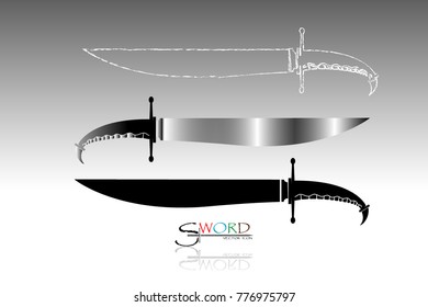 swords set. sword isolated on white background , Military sword  ancient weapon design silhouette, European straight swords., vector illustration, Daggers and Knifes Hand Drawn